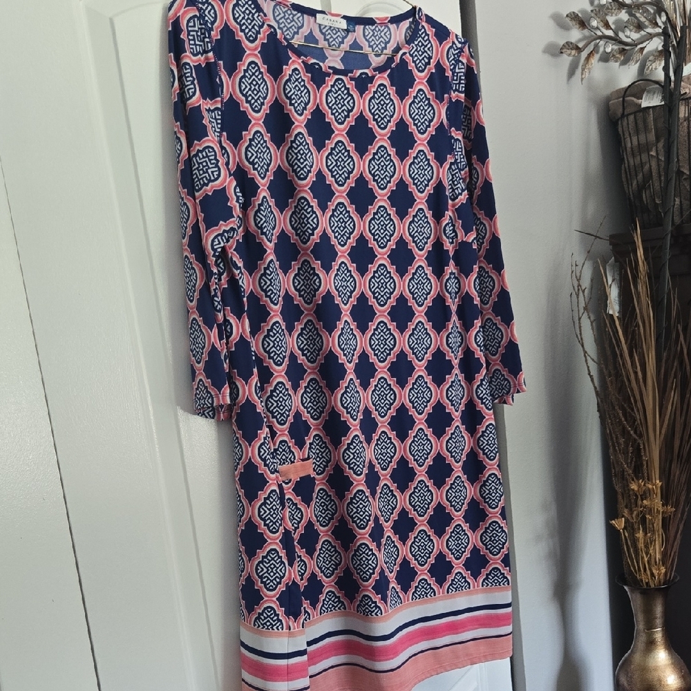 Cabana Life Navy and Pink Pattern Dress